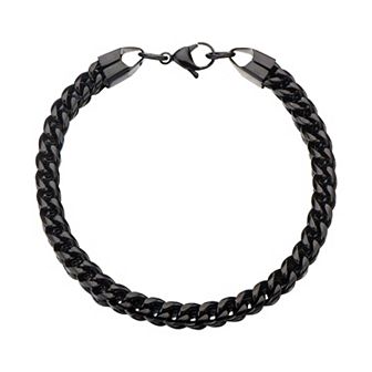 DANTE Men's Black Stainless Steel Rounded Franco Chain Bracelet