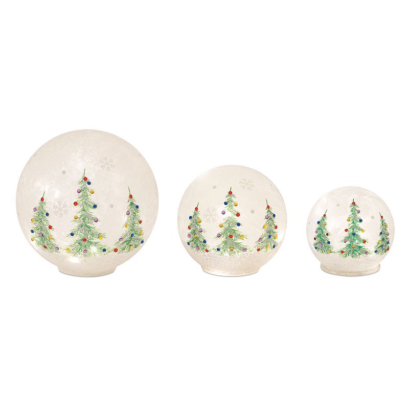 Christmas Tree Globe  Timer (Set Of 3) 4.25 H  5.5 H  7.75 H Glass