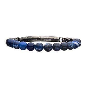 Men's Stainless Steel Sodalite Bead Bracelet