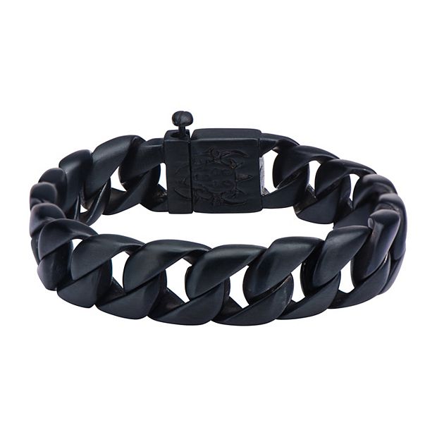 Bestyle 7mm Stainless Steel Miami Cuban Bracelet Black, 50% OFF