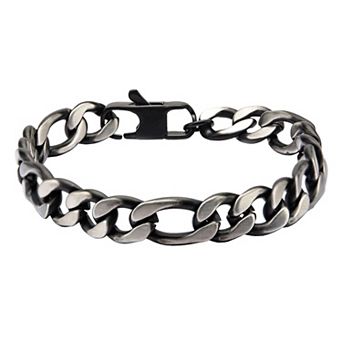 DANTE Men's Black Stainless Steel Figaro Chain Bracelet