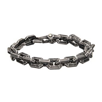 Men's DANTE Antiqued Stainless Steel Squared Chain Bracelet