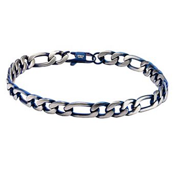 Men's Two Tone Stainless Steel Steel Figaro Chain Bracelet