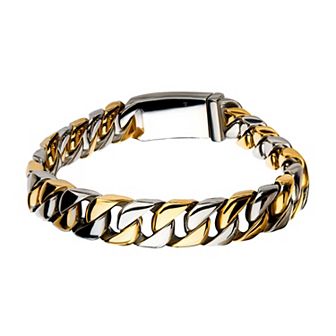 DANTE Men's Two Tone Stainless Steel Curb Chain Bracelet