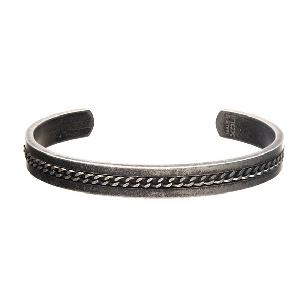Men's Antiqued Stainless Steel Cuff Bangle Bracelet
