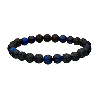 DANTE Men's Lava Bead & Blue Tiger's Eye Bead Bracelet