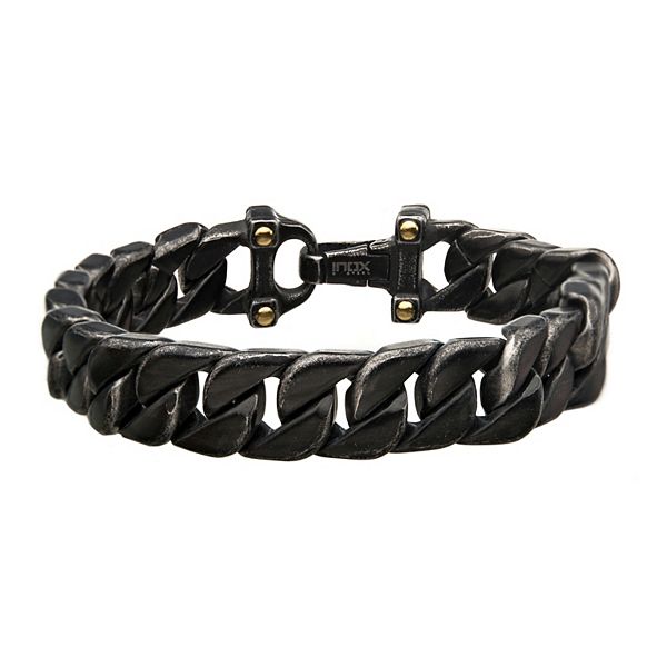 Mens Antiqued Stainless Steel Curb Chain Bracelet 4769