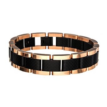 DANTE Men's Two Tone Stainless Steel & Carbon Fiber Bracelet