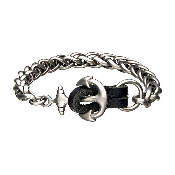 Men's Antiqued Stainless Steel Anchor Chain Bracelet