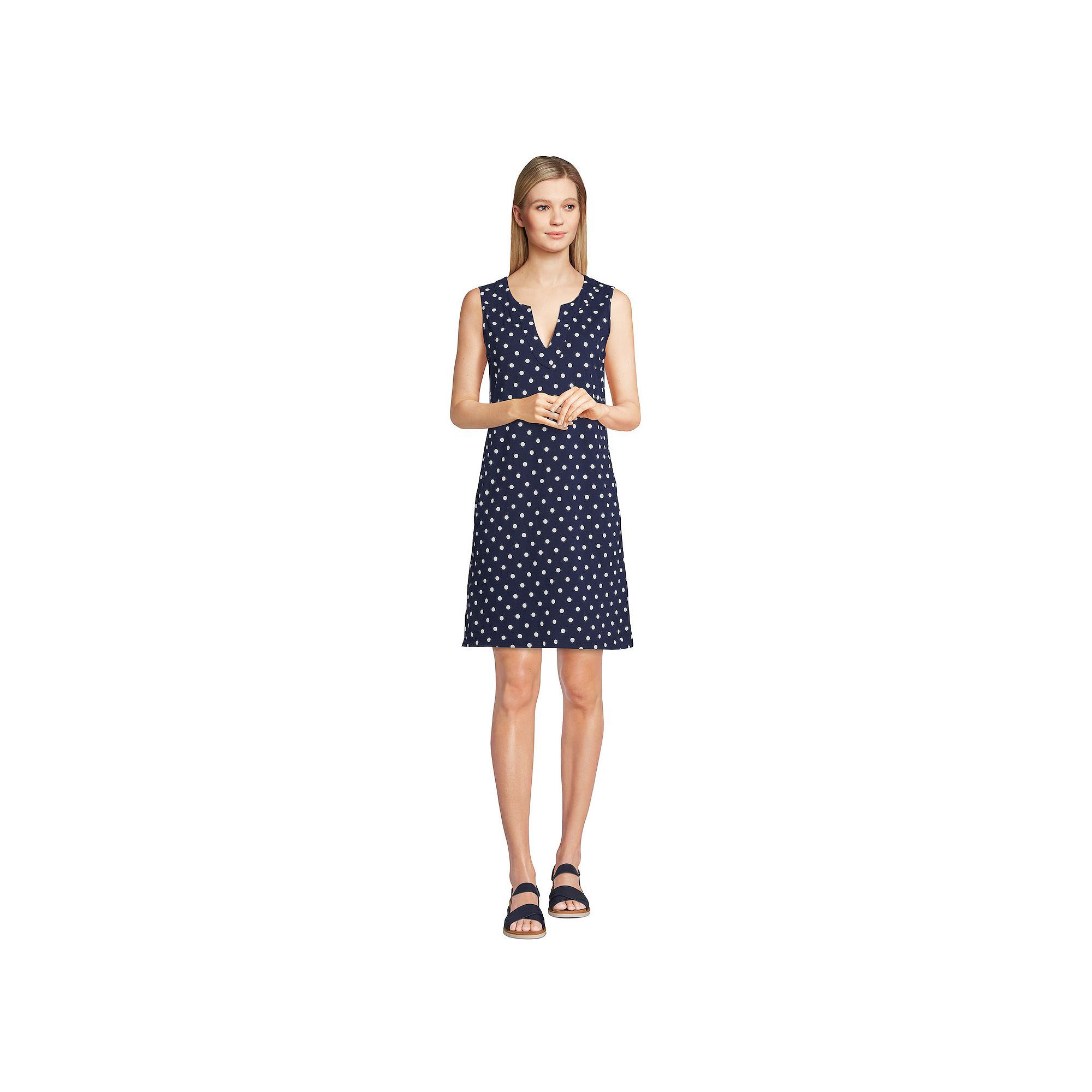 Womens Lands End Splitneck Swim Cover-Up Dress, Size: XS Long, Deep  Polk
