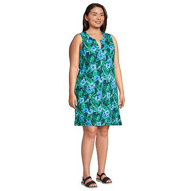 Plus Size Lands' End Splitneck Swim Cover-up Dress