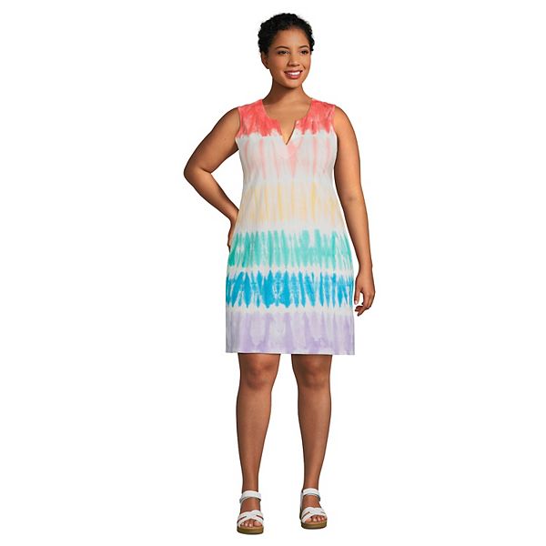 Plus Size Lands' End Splitneck Swim CoverUp Dress