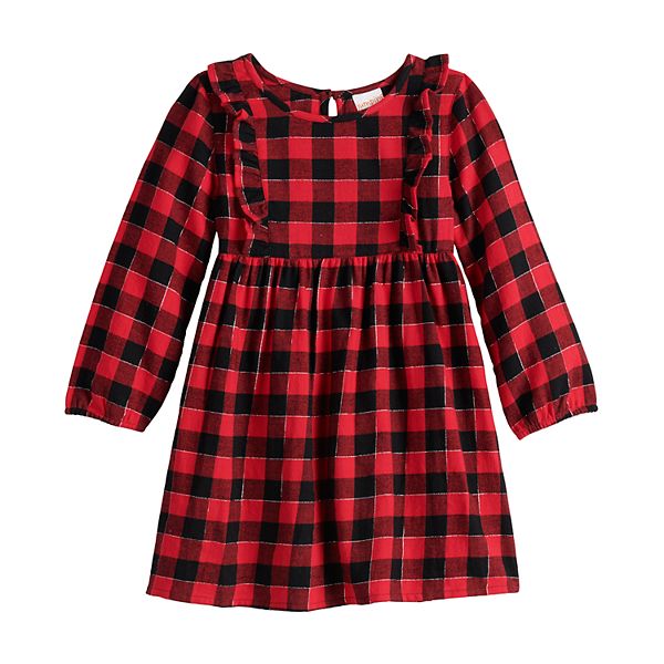 Toddler Girl Jumping Beans® Ruffle Front Flannel Dress