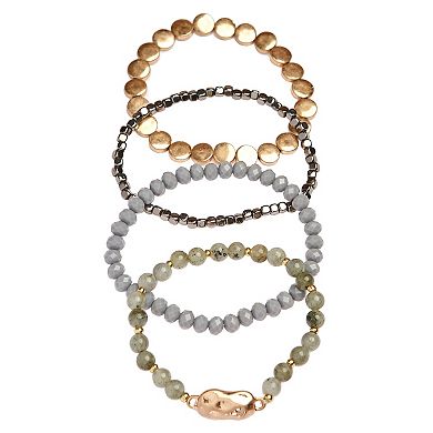 Sonoma Goods For Life® Gold Tone & Gray Tones Beaded Stretch Bracelet Set