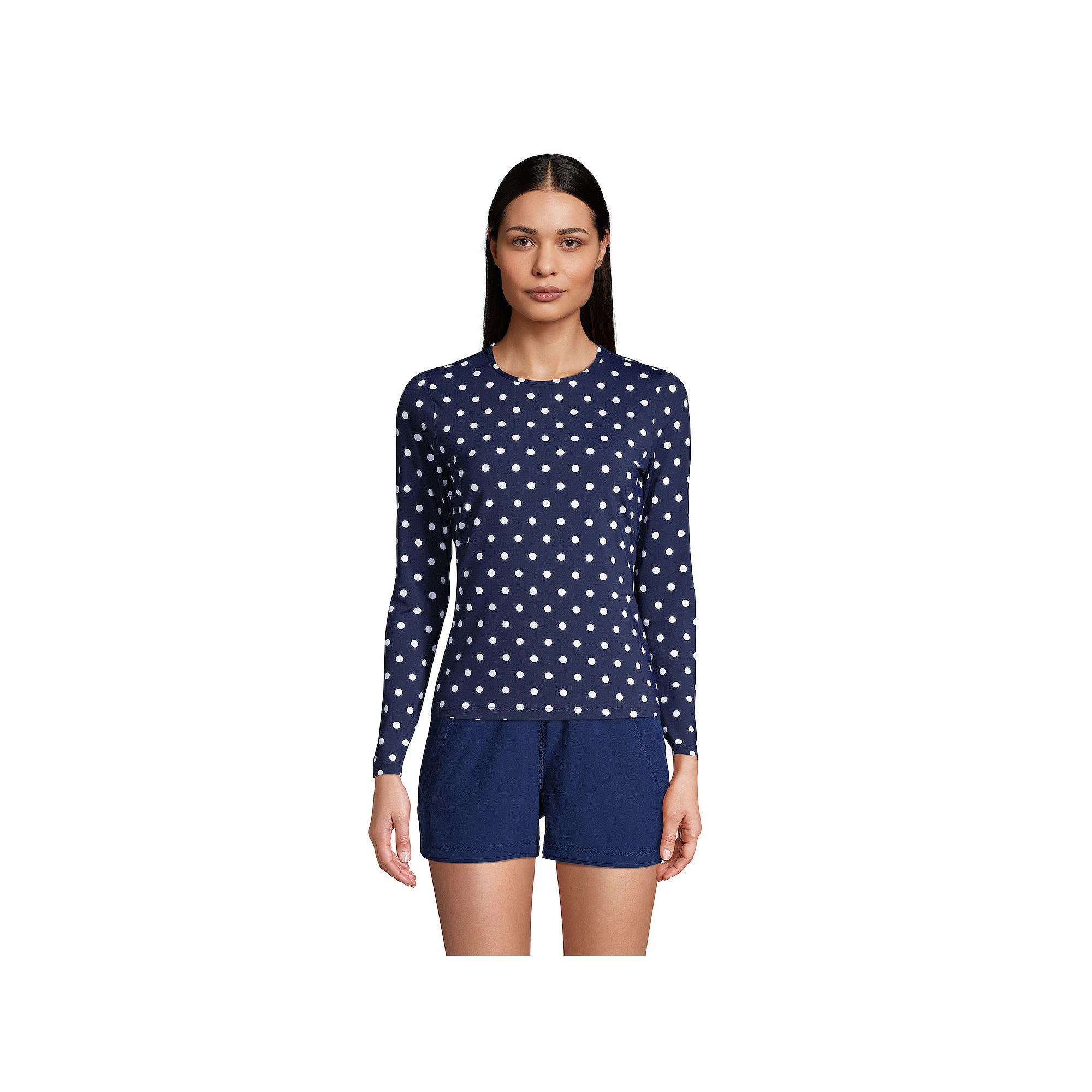 Womens Lands End UPF 50 Long Sleeve Rash Guard, Size: XS Long, Deep  Polk