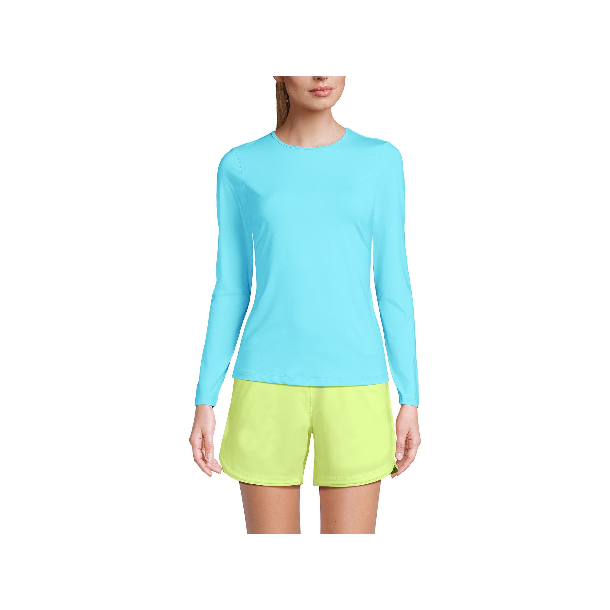 Womens Lands End UPF 50 Long Sleeve Rash Guard, Size: XS, River Blue