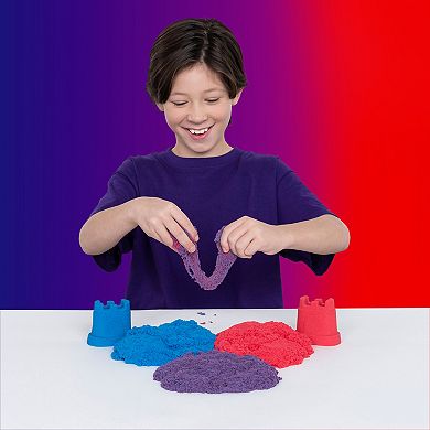 Kinetic Sand Rainbow Mix Set with 3 Colors of Kinetic Sand and 6 Tools