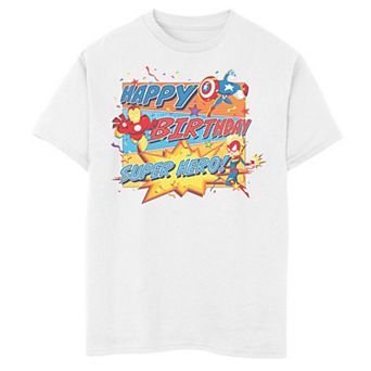 Boys 8-20 Marvel Avengers Happy Birthday Super Hero Tee