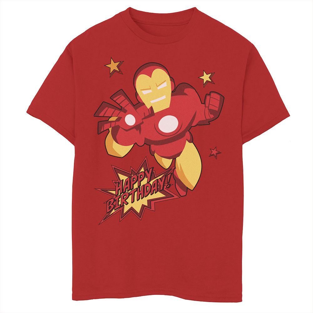 Boys 6-20 Marvel Avengers Iron Man Happy Birthday Tee