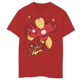 Boys 8-20 Marvel Avengers Iron Man Happy Birthday Tee