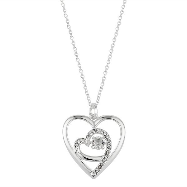 Brilliance Crystal Double Heart Pendant Necklace