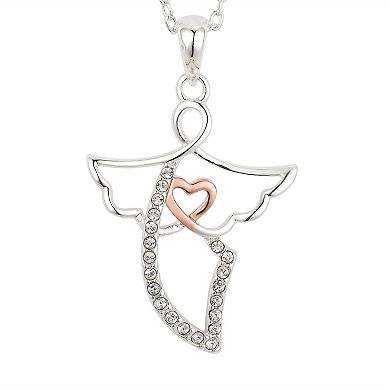 Brilliance Crystal Two-Tone Angel Pendant Necklace