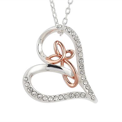 Brilliance Crystal Heart & Cross Pendant Necklace