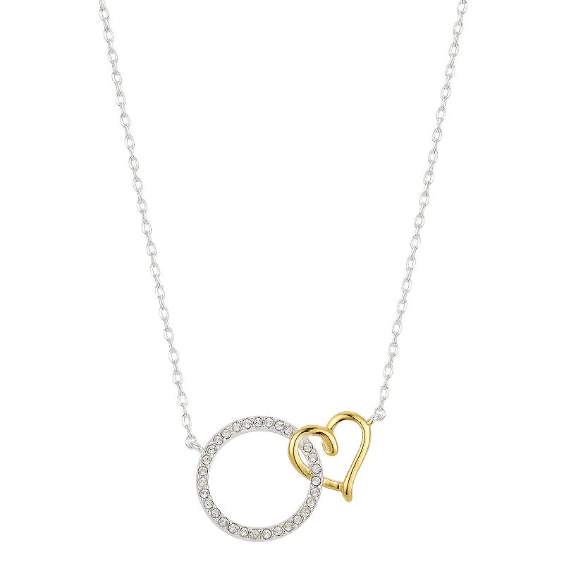 Brilliance Crystal Heart & Circle Pendant Necklace, Womens, Size: 18, M