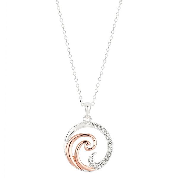 Brilliance Crystal Two-Tone Wave Pendant Necklace