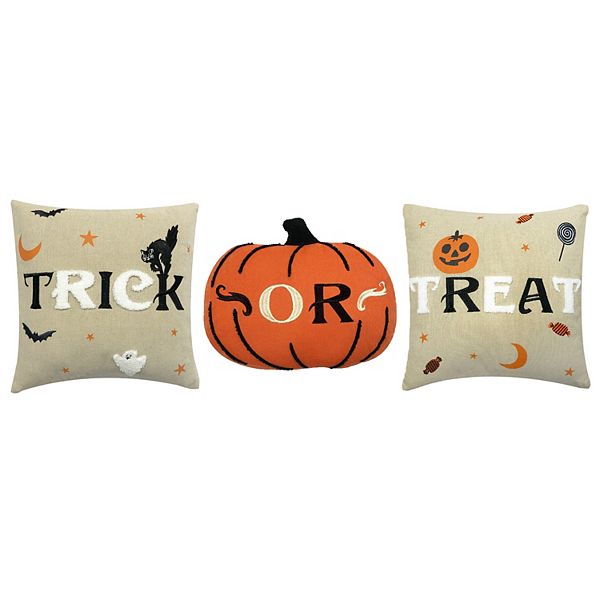 HOLICOLOR Halloween Throw Pillow Covers 18x18 Inch Set of 4 Halloween Decorations Trick or Treat Black and White Buffalo Plaid Pumpkin Pillowcase Hat Linen Cushion case for Sofa and Home Decor