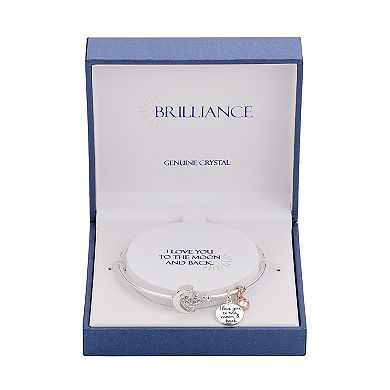 Brilliance Two Tone Crystal Heart & Moon Charm Bracelet