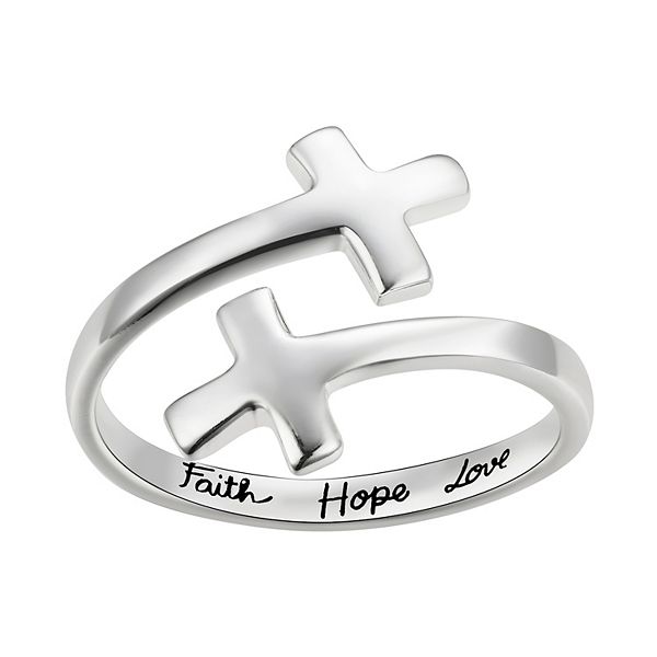 Stainless Steel Themed Ring Polished 13 mm Twisted Cross Ring