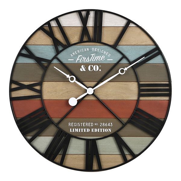Firstime & Co.® Colorful Maritime Farmhouse Planks Clock