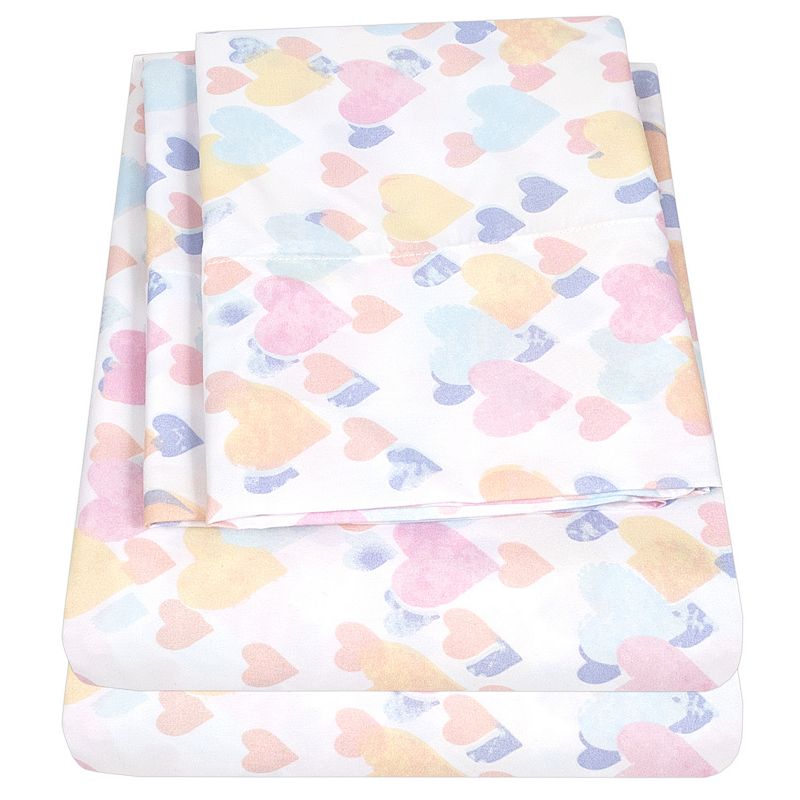 Sweet Home Collection Kids Printed Cozy Microfiber Sheet Set, Vintage Hearts