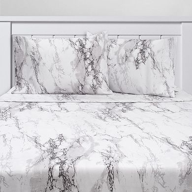 Sweet Home Collection Luxury 4-Piece Marble Print Sheet Set