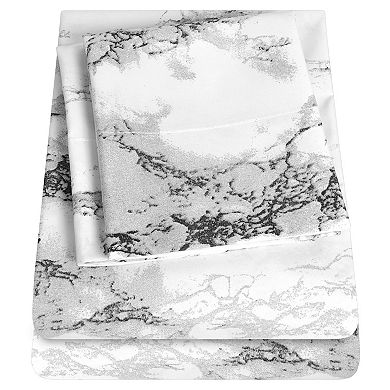 Sweet Home Collection Luxury 4-Piece Marble Print Sheet Set