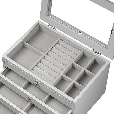 Elegant Grey Lift Top Jewelry Box