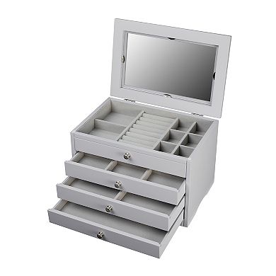 Elegant Grey Lift Top Jewelry Box