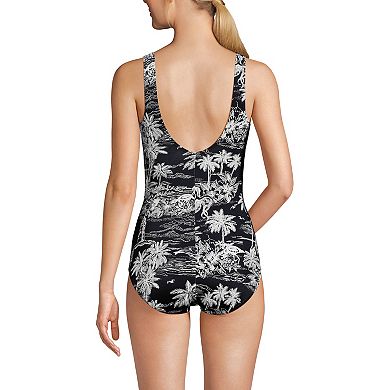 Petite Lands' End Tugless Sporty UPF 50 One-Piece Swimsuit