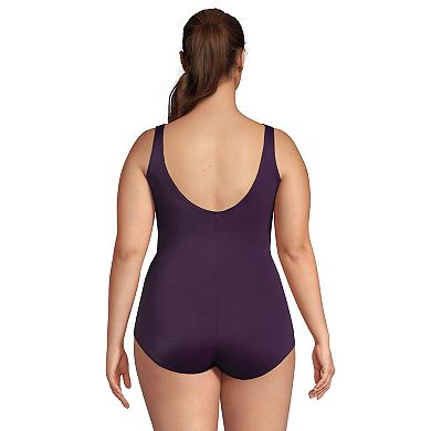 Plus Size Lands' End Mastectomy Tugless Chlorine Resistant One-Piece Swimsuit