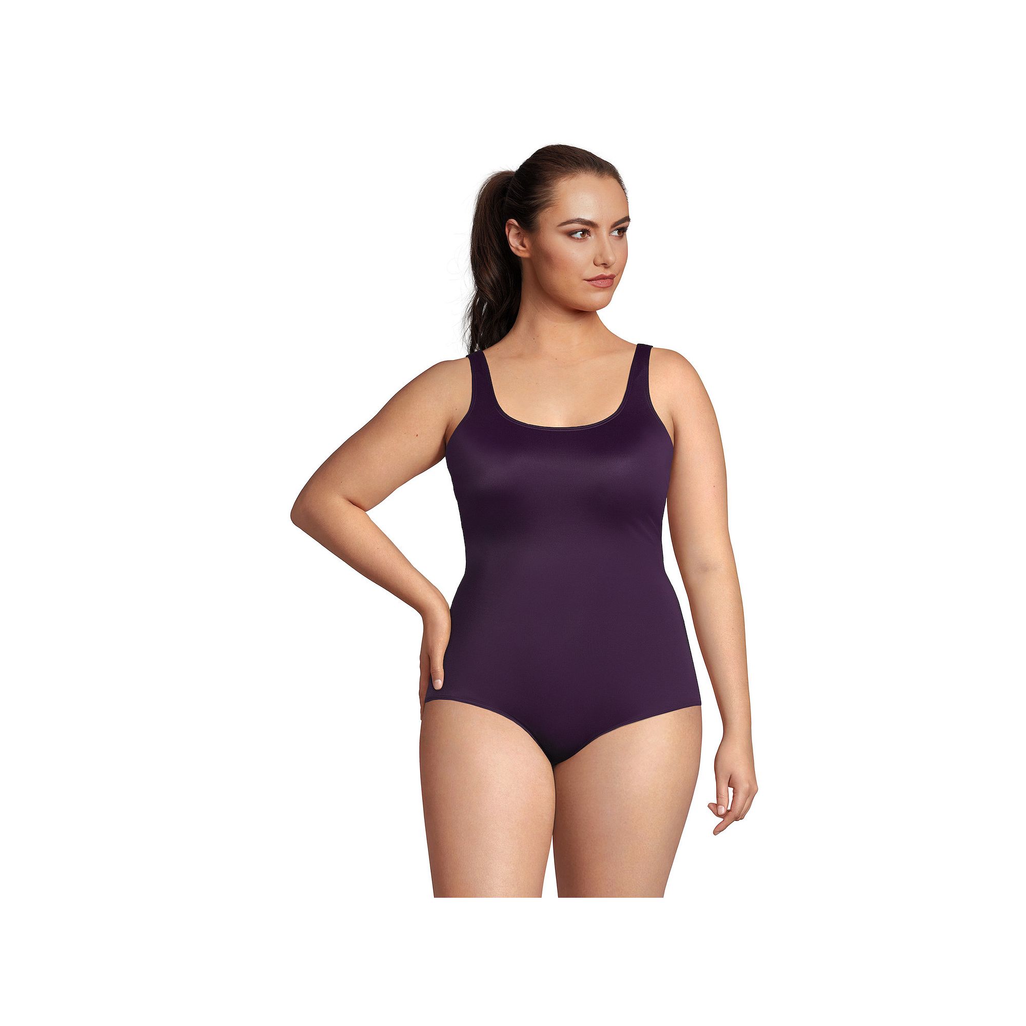 Plus Size Lands End Mastectomy Tugless Chlorine Resistant One-Piece Swimsu