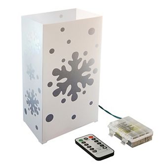 Remote Control & Snowflake LED Luminaria Bag Floor Decor 7 pc Set