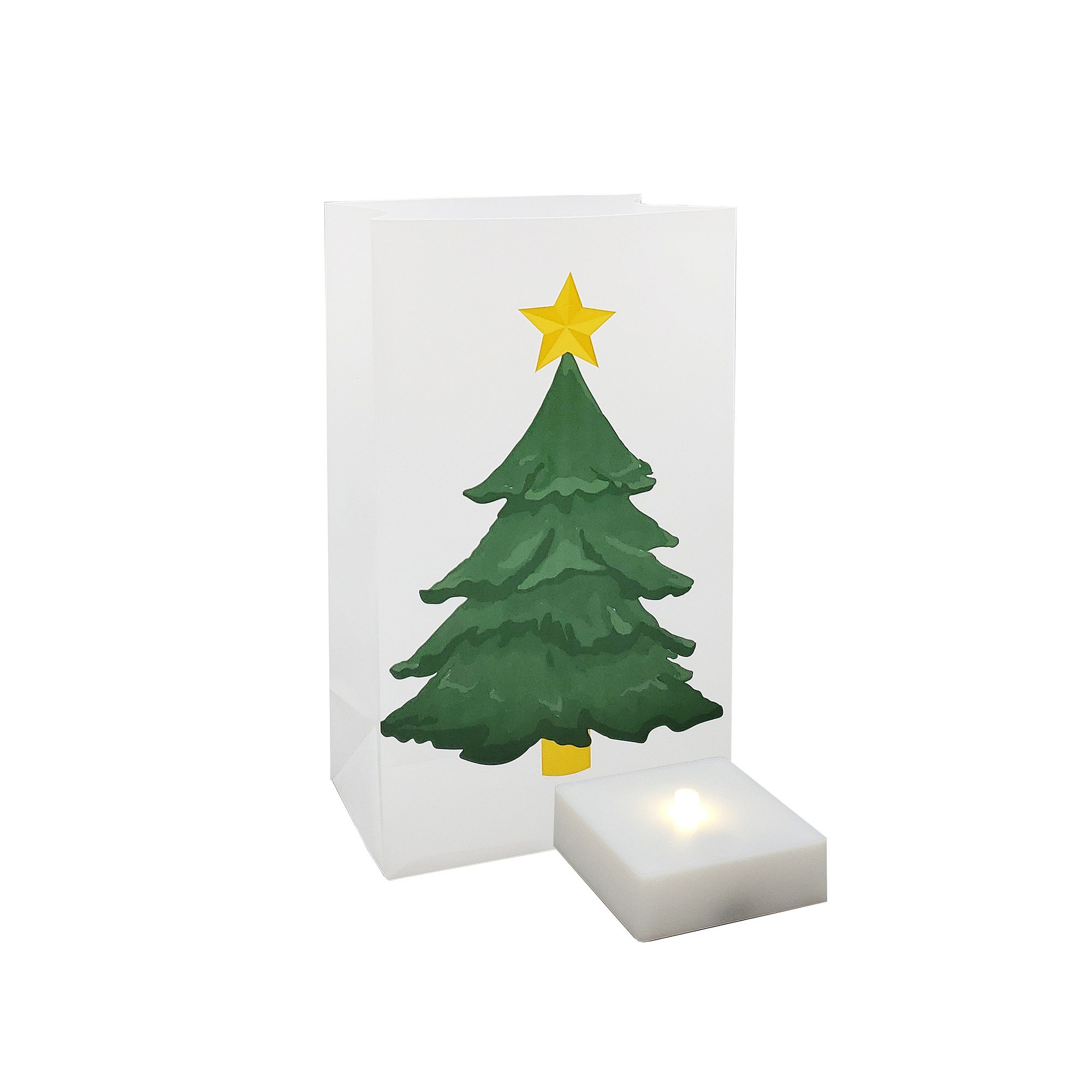 Christmas Tree Luminaria Bag Floor Decor 6-piece Set, Green