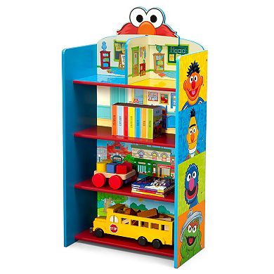 Sesame Street Wooden Playhouse 4-Shelf Bookcase for Kids by Delta Children