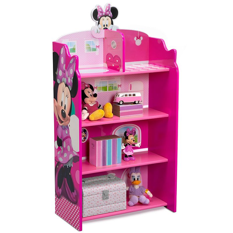 Disneys Minnie Mouse Wooden Playhouse 4-Shelf Bookcase for Kids by Delta C