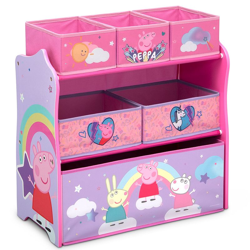 Delta Children Peppa Pig 6-Bin Design and Store Toy Organizer, Multicolor