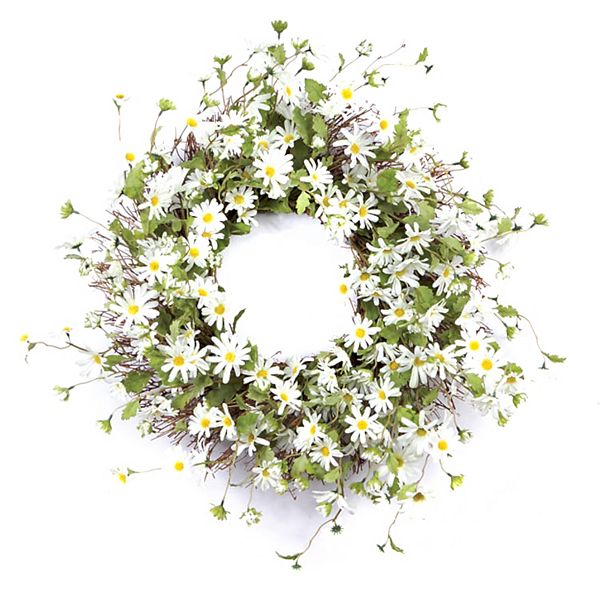 Melrose International Yellow Daisy Floral Wreath 23