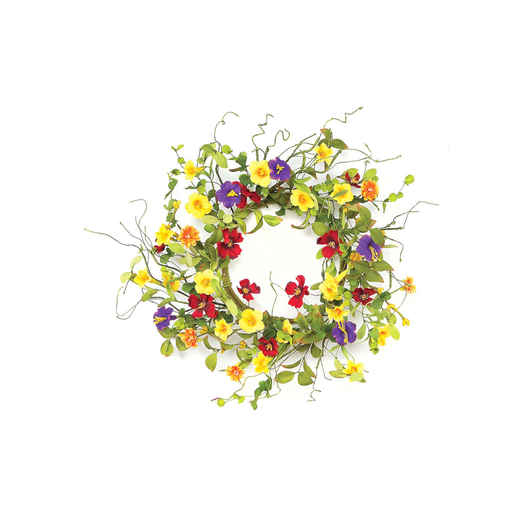 Melrose Artificial Summer Garden Trumpet Wreath, Multi