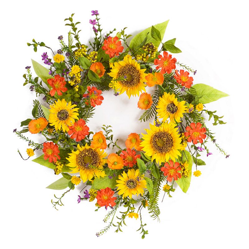 Melrose Artificial Sunflower Wreath, Multicolor