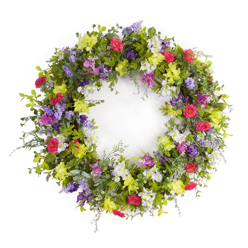 Melrose Artificial Mixed Floral I Wreath, Multicolor